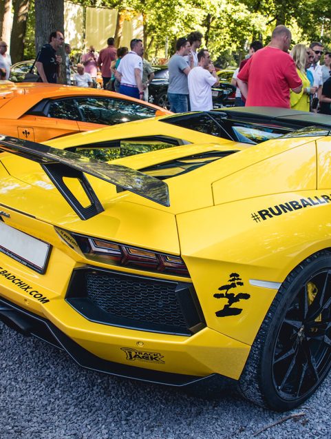 Lamborghini Aventador participating in the Runball Rally