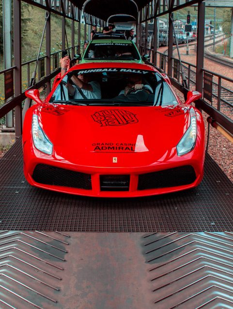 Ferrari during Runball Rally on a Train