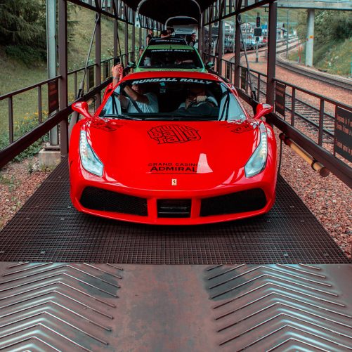 Ferrari during Runball Rally on a Train